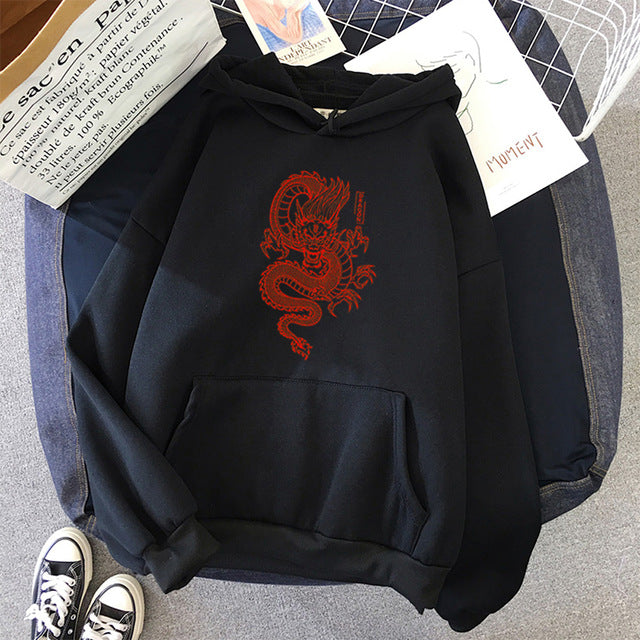 Chinese dragon print hoodie